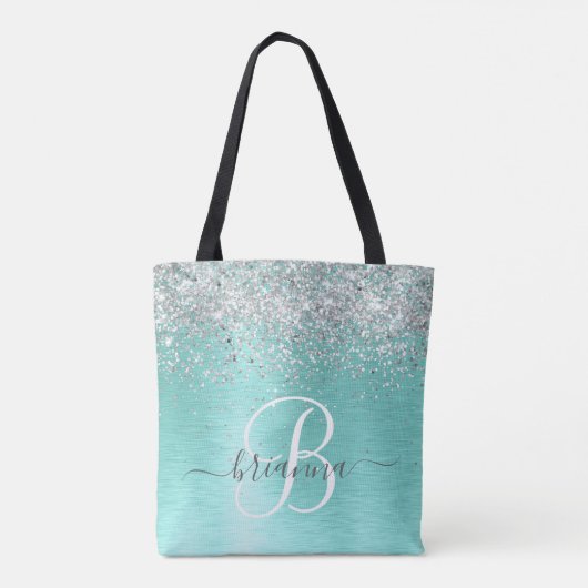 Tote Bag Parties scintillant argentée turquoise en métal br (Dos)