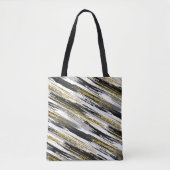Tote Bag Parties scintillant Black Gold Faux Abstrait moder (Devant)