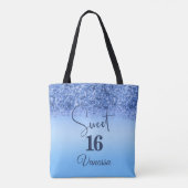 Tote Bag Parties scintillant bleu marine Douce 16 Anniversa (Dos)