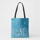 Tote Bag Parties scintillant bleu moderne éclaboussures Nom (Devant)