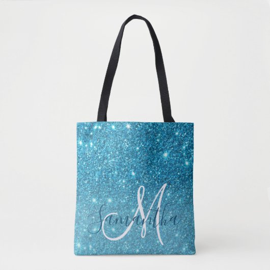 Tote Bag Parties scintillant bleu moderne éclaboussures Nom (Devant)