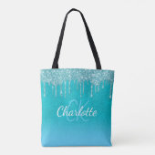 Tote Bag parties scintillant bleu turquoise gouttes aqua ve (Dos)