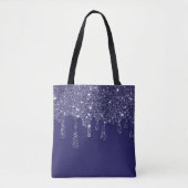 Tote Bag Parties scintillant bleue marine moderne élégant (Devant)