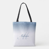 Tote Bag parties scintillant bleue monogrammée (Dos)