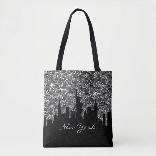 Tote Bag Parties scintillant Confetti en noir et argent New (Devant)