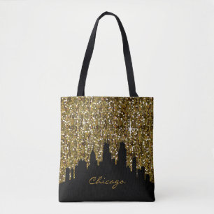 Tote Bag Parties scintillant Confetti Noir et Or Chicago Sk