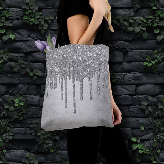 Tote Bag Parties scintillant d'argent de dépôt | Platinum F