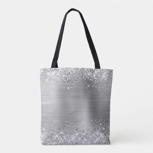 Tote Bag Parties scintillant d'argent et Foil Girly Monogra (Dos)