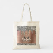 Tote Bag Parties scintillant d'argent Rose Monogramme métal (Dos)