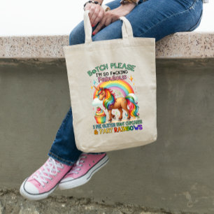 Tote Bag Parties scintillant de pois, gâteaux et arcs-en-ci