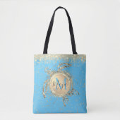 Tote Bag Parties scintillant de tortue d'or Monogramme pers (Devant)