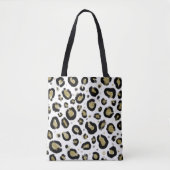 Tote Bag Parties scintillant d'or blanc et Cheetah léopard  (Devant)