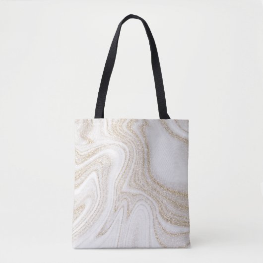 Tote Bag Parties scintillant d'or en marbre blanc moderne e (Devant)