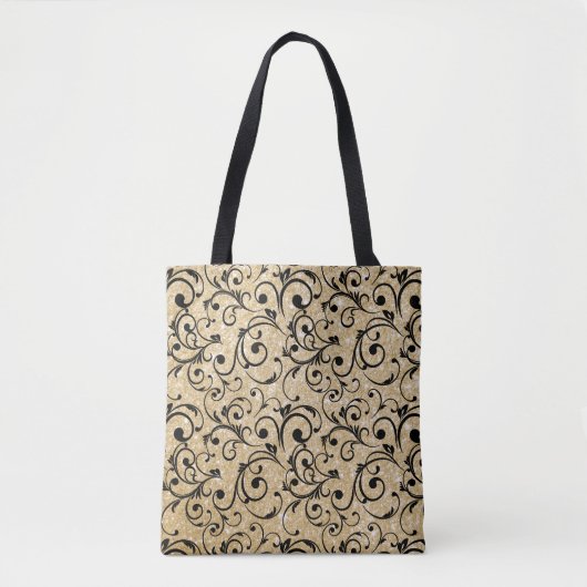 Tote Bag Parties scintillant d'or étincelle avec modèle Roy (Devant)