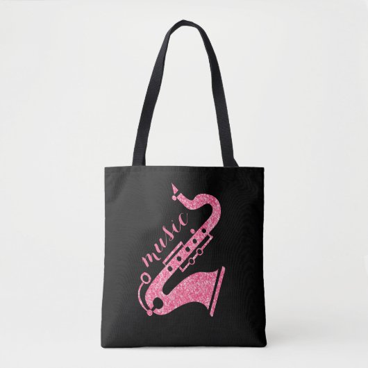 Tote Bag Parties scintillant d'or moderne Saxophone Musique (Devant)