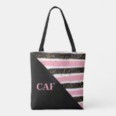 Tote Bag Parties scintillant d'or Monogramme rose et noire (Dos)