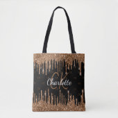 Tote Bag Parties scintillant d'or noir gouttes monogramme é (Devant)