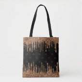 Tote Bag Parties scintillant d'or noir gouttes monogramme é (Devant)
