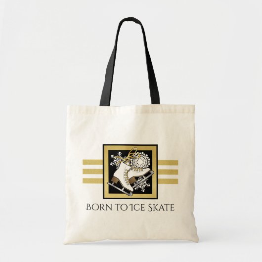 Tote Bag Parties scintillant d'or Patinage sur glace noir b (Devant)