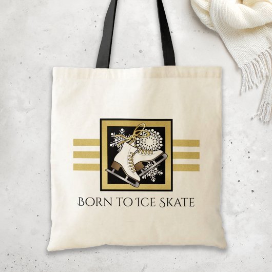 Tote Bag Parties scintillant d'or Patinage sur glace noir b
