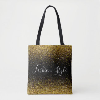 Tote Bag Parties scintillant d'or sur style mode noir