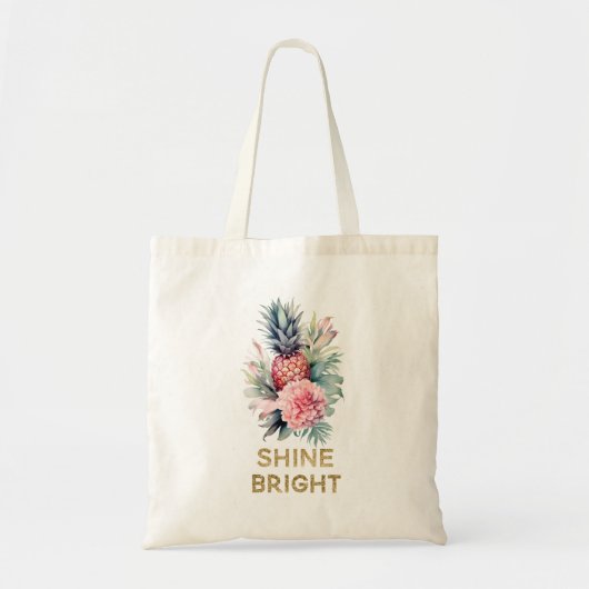 Tote Bag Parties scintillant d'or tropical ananas brillant (Devant)