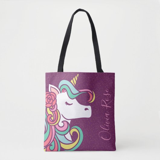Tote Bag Parties scintillant d'or Unicorne magique Personna (Devant)