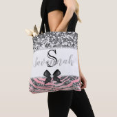 Tote Bag Parties scintillant en argent rose de luxe personn (De près)