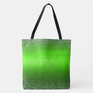 Tote Bag Parties scintillant en métal brossé vert Monogramm