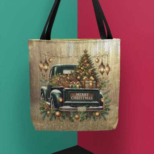 Tote Bag Parties scintillant en or étincelante avec camion
