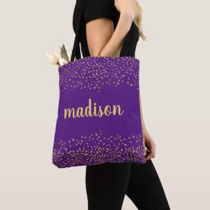 Tote Bag Parties scintillant en or Glam Confetti   Purple p