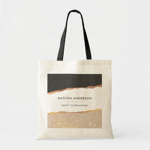 Tote Bag Parties scintillant en or rose noir élégant marque