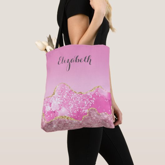 Tote Bag Parties scintillant en or rose personnalisé Brides (De près)