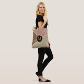 Tote Bag Parties scintillant en or Rose rayé Leopard Monogr (Sur le modèle)