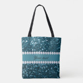 Tote Bag Parties scintillant et diamants de Dark Turquoise  (Dos)