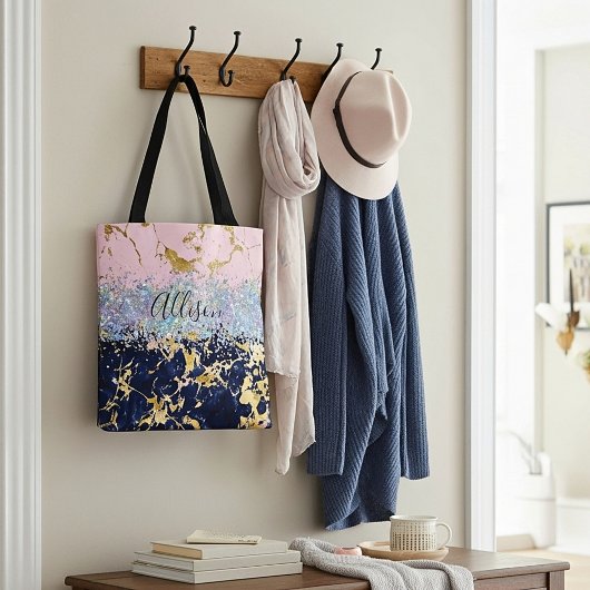 Tote Bag Parties scintillant et marbre personnalisé