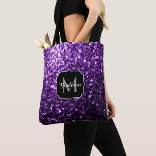 Tote Bag Parties scintillant foncé violet faux brillant sci