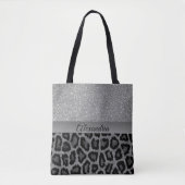 Tote Bag Parties scintillant Glam Grey et Black Leopard (Devant)