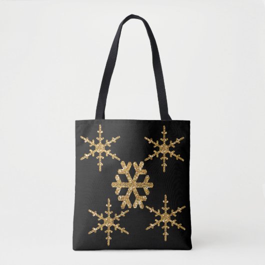 Tote Bag Parties scintillant Gold Faux Snowflakes (Devant)