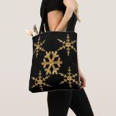 Tote Bag Parties scintillant Gold Faux Snowflakes (De près)