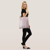 Tote Bag Parties scintillant goutte rose or ombre nom girly (Sur le modèle)