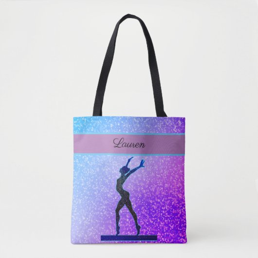 Tote Bag Parties scintillant Gymnastique poutre bleu et vio (Devant)