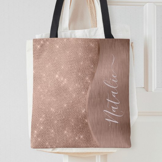 Tote Bag Parties scintillant métal Rose or personnalisé