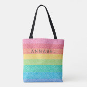 Tote Bag Parties scintillant mignonne Arc-en-ciel rayures c (Dos)