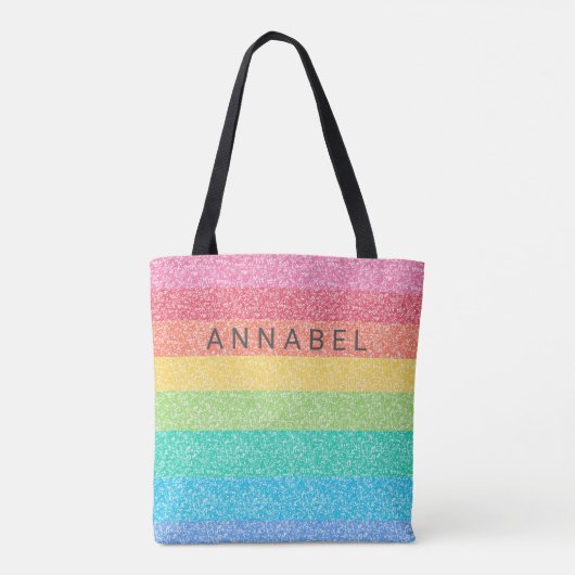 Tote Bag Parties scintillant mignonne Arc-en-ciel rayures c (Dos)