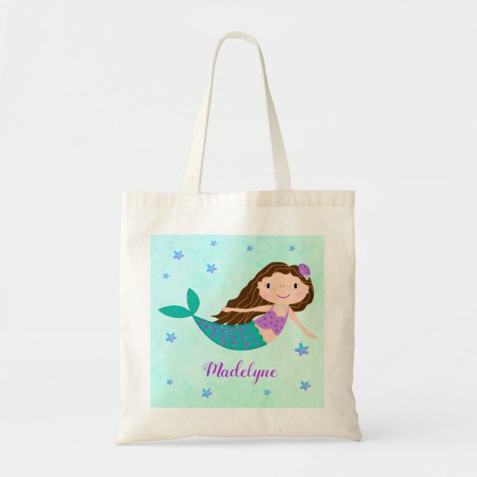 Tote Bag Parties scintillant mignonne mauve de sirène perso (Devant)