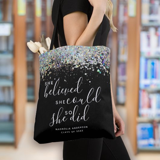 Tote Bag Parties scintillant Noire Elle Croyait Qu'Elle Pou