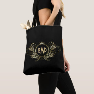 Tote Bag Parties scintillant noire et Faux Fille Cadre Flor