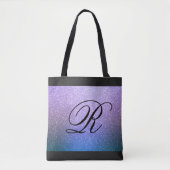 Tote Bag Parties scintillant Ombre bleu violet avec Monogra (Devant)