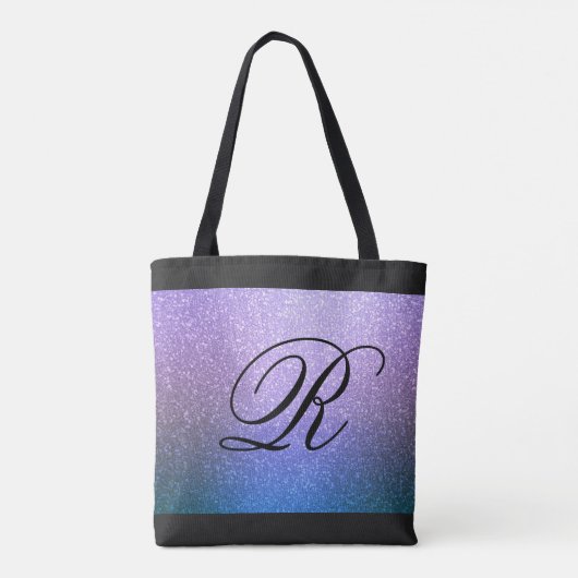 Tote Bag Parties scintillant Ombre bleu violet avec Monogra (Dos)